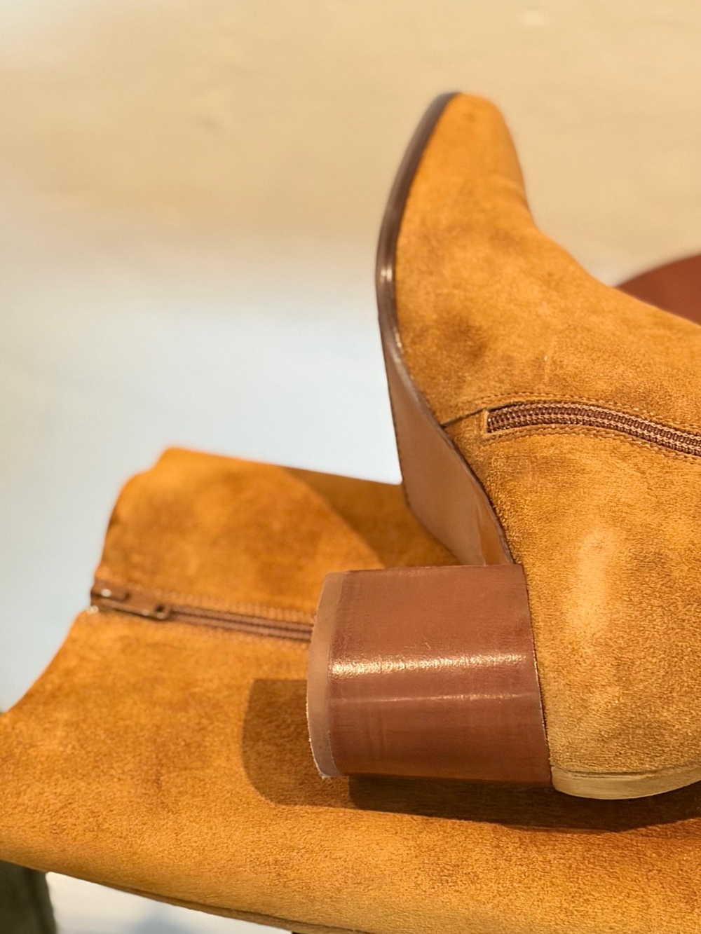 Sezane Boots Adele Sz US 7 FR 38 Suede Knee-High Block Heel Tabac - Picture 7 of 10